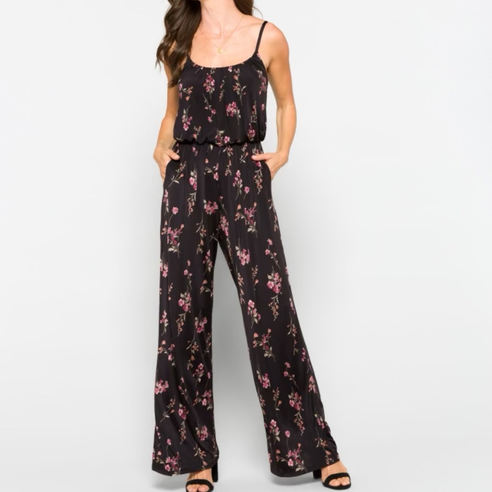 Floral Black Jumpsuit
